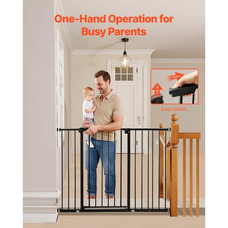 Adjustable 36-Inch Baby Gate with Auto-Close and One-Handed Operation for Stairs Hallways or Kitchens - 26-48”W x 36”H