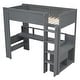 preview thumbnail 9 of 22, Gaming Loft Bed with Desk, LED & Charging Station, Mulfunctional Wood Loft Bed Frame with Storage Shelves & Drawer