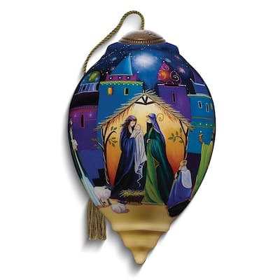 Curata Glory to The Newborn King Hand-Painted Glass Ornament