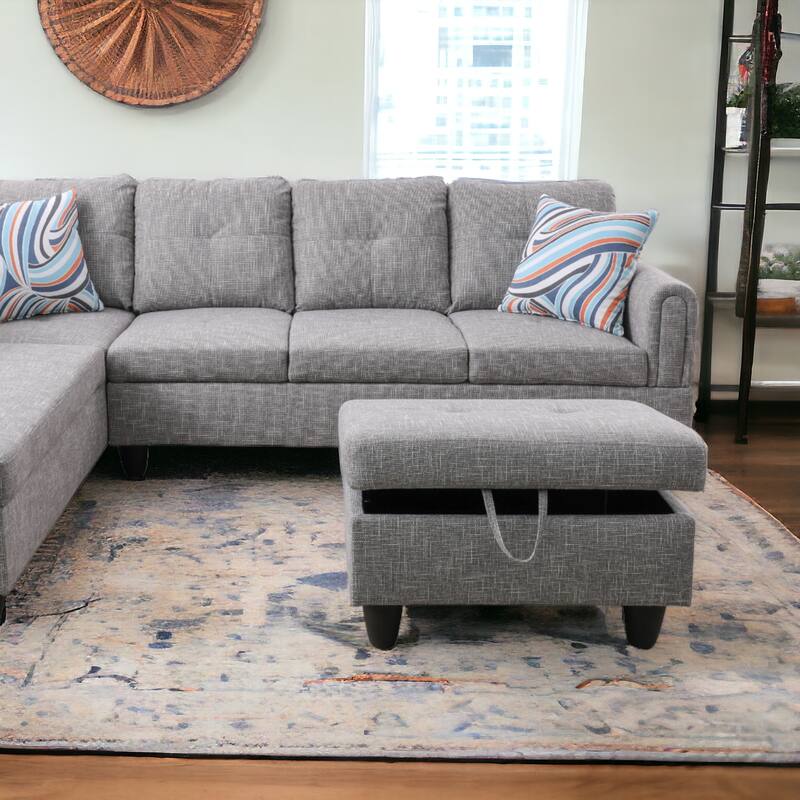 KISRAIS 28.5" Wide Upholstered Storage Ottoman