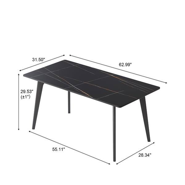 Modern Rectangular Glass Dining Table With Tempered Top And Metal Legs ...