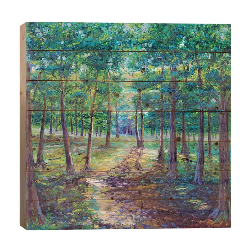 Under The Canopy Print On Wood by Kimberly Adams - Multi-Color - 26x26x1.5