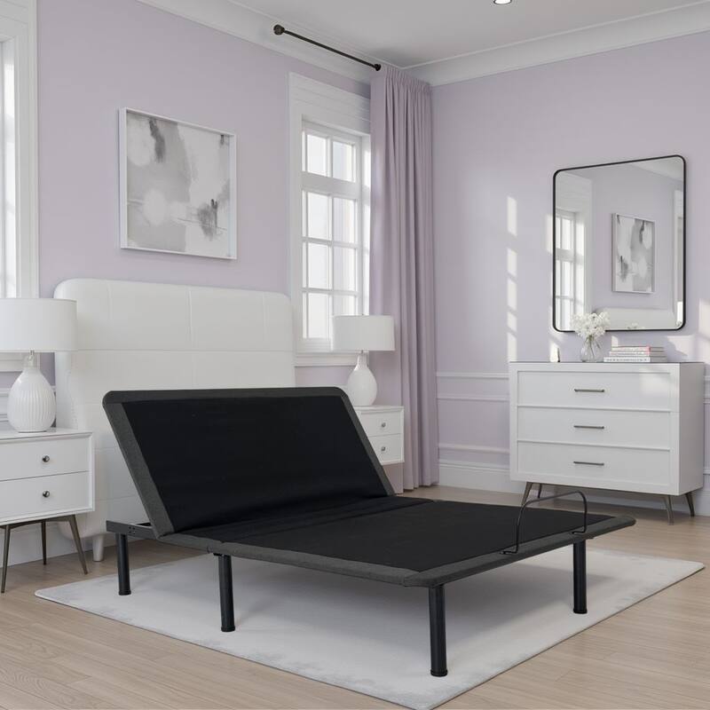 Bridgevine Home Quick Assembly Adjustable Bedframe with Voice Activated Controls