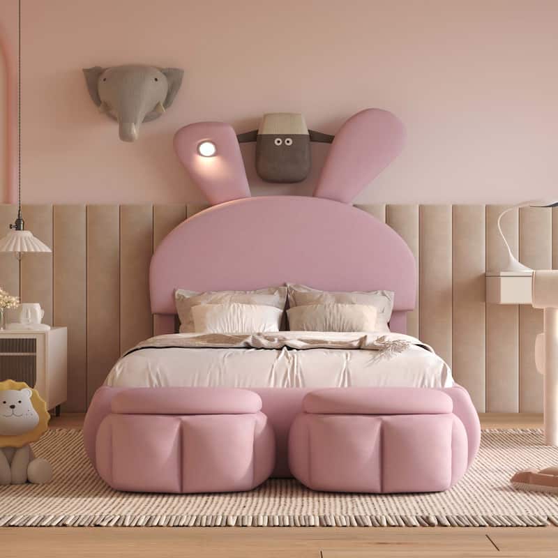 Twin Size Upholstered Platform Bed