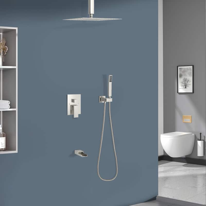 Topcraft 16-inch Ceiling Mount Square Shower System with Rough-in Valve - 16*16
