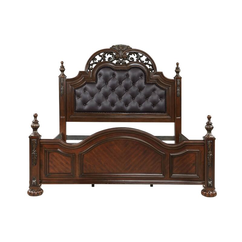 Roseanne Cherry Faux Leather Upholstered Tufted Bed