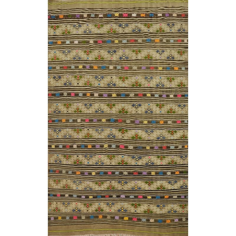 Hand Woven Oriental 100% Wool Carpet Southwestern Tribal Multi-Colored Kilim Area Rug - 8' 5'' X 5' 6''