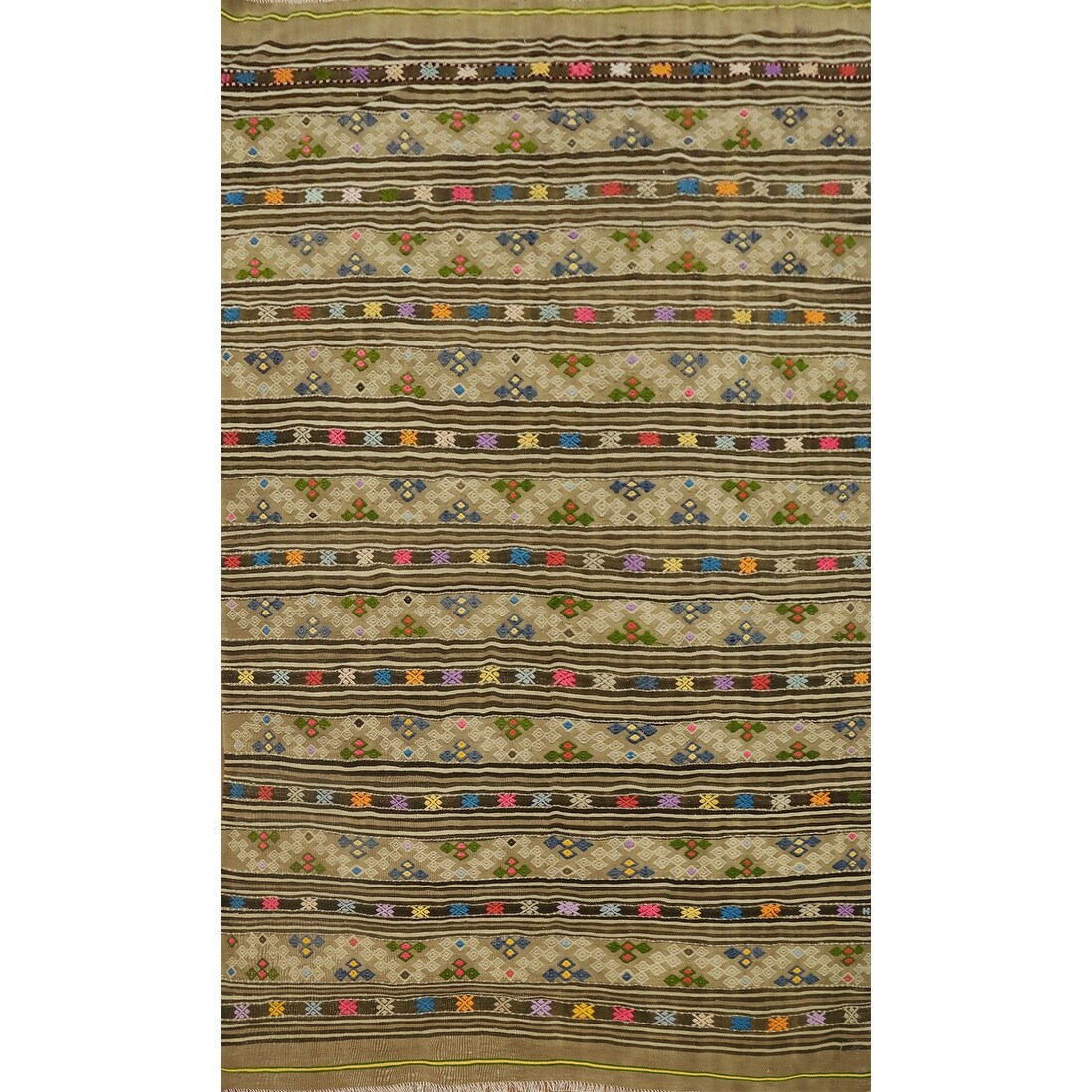 Hand Woven Oriental 100% Wool Carpet Southwestern Tribal Multi-Colored Kilim Area Rug - 8' 5'' X 5' 6''