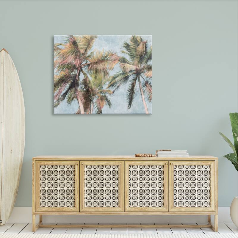Stupell Tall Looming Breezy Palm Trees Stretched Canvas Wall Art, Design by Nina Blue
