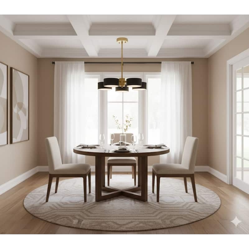 5 Lights Gold Iron Pendant Lighting Mount with Black Shades