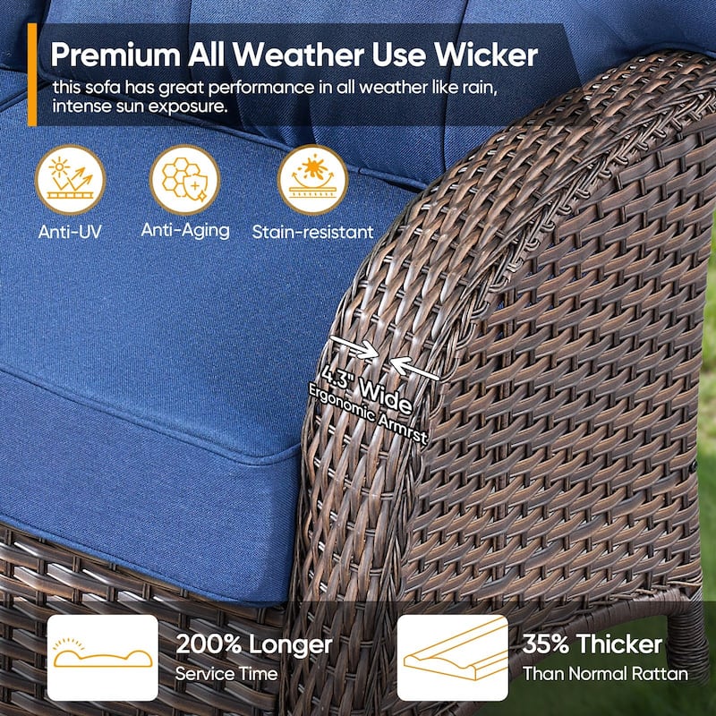 Pocassy 5 Piece Ooutdoor Sofa with Patio Chair Table