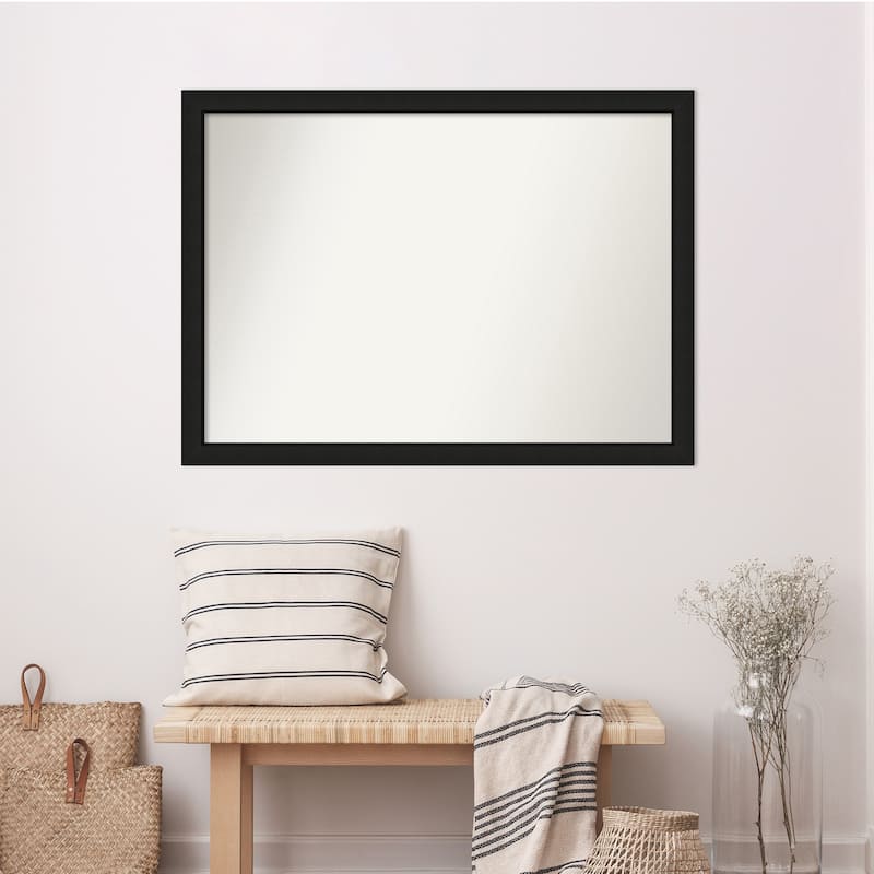 Midnight Black Narrow Non-Beveled Wood Framed Wall Mirror - Midnight Black Narrow