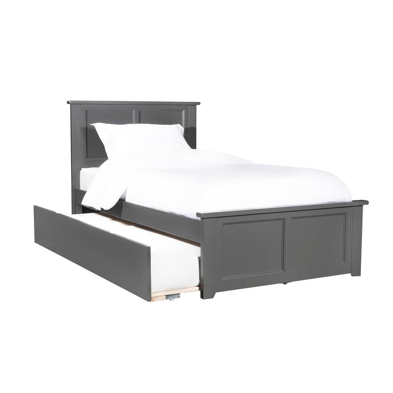 Luxury Platform Bed with Trundle - Twin Size, Matching Footboard, Cozy Bedroom Furniture