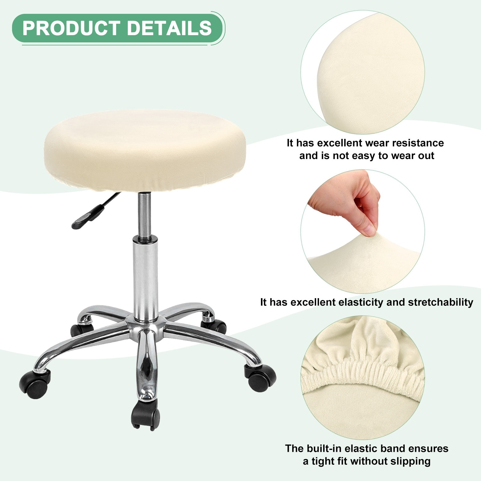 Bar Stool Covers Round, Velvet Washable Stool Cushion Slipcover