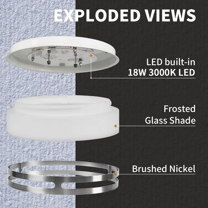 Flush Mount Ceiling Light with Frosted Glass Shade - N/A