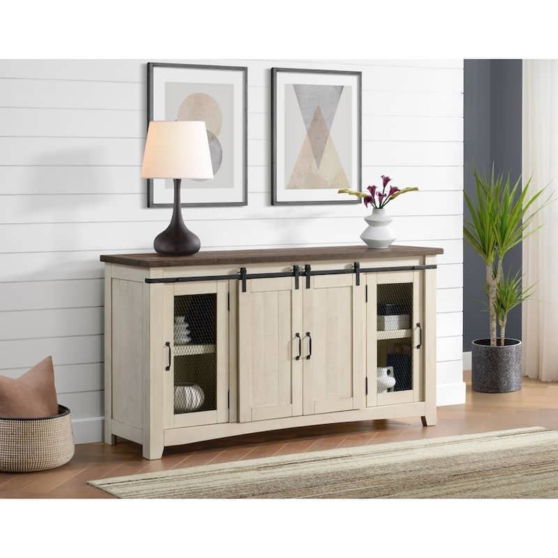 Rustic Farmhouse 65-Inch Wide Solid Wood TV Stand