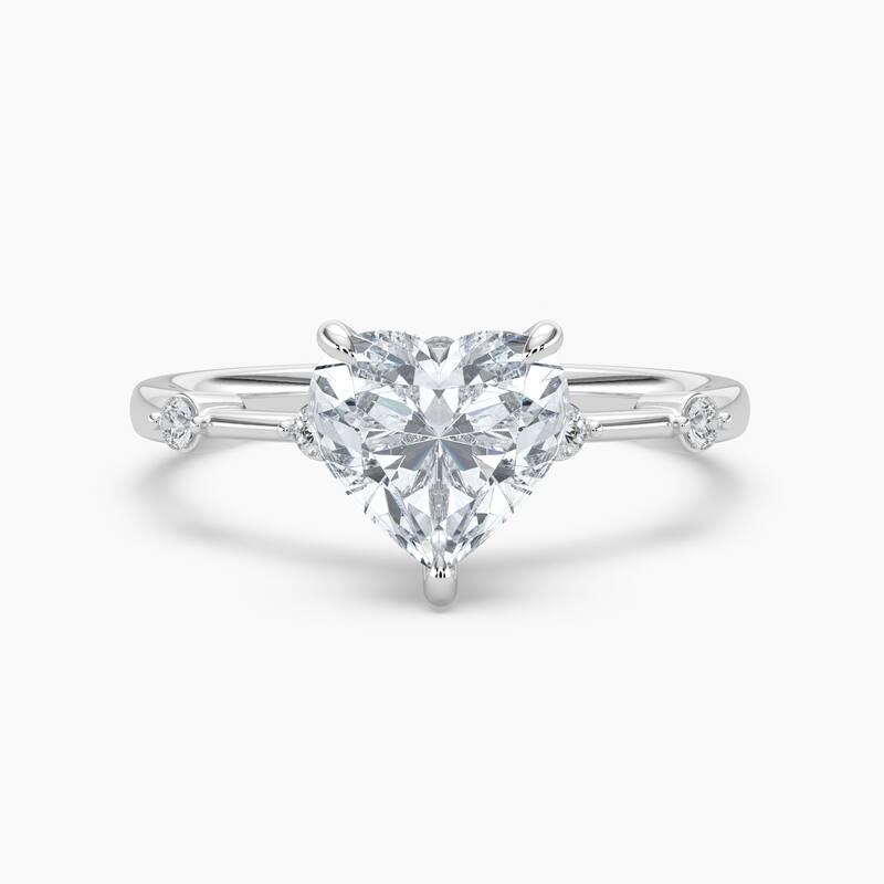 Auriya 14k Gold Petite Diamond Station Heart Lab Grown Hidden Halo Engagement Ring 1.00 to 5.00 ct. tw.(F-G, VS) - 8 - 1.25 carats - White