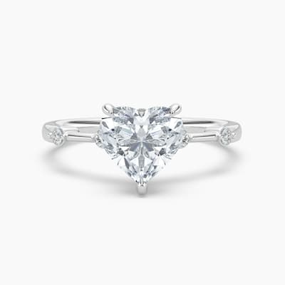 Auriya 14k Gold Petite Diamond Station Heart Lab Grown Hidden Halo Engagement Ring 1.00 to 5.00 ct. tw.(F-G, VS)