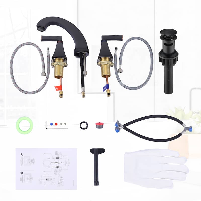 WOWOW 8 in. Widespread Double Handle Bathroom Faucet