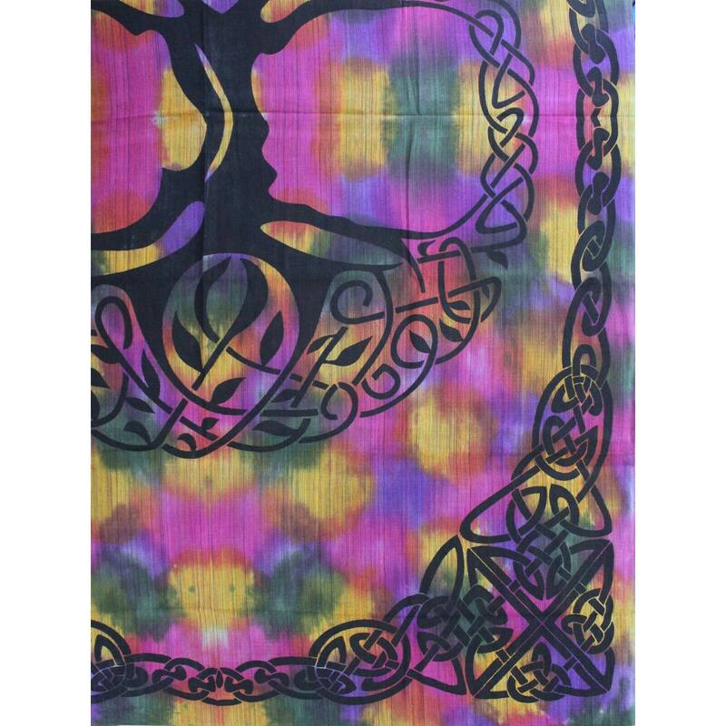 Cotton Celtic Tree of life Tablecloth Rectangle with Fringes