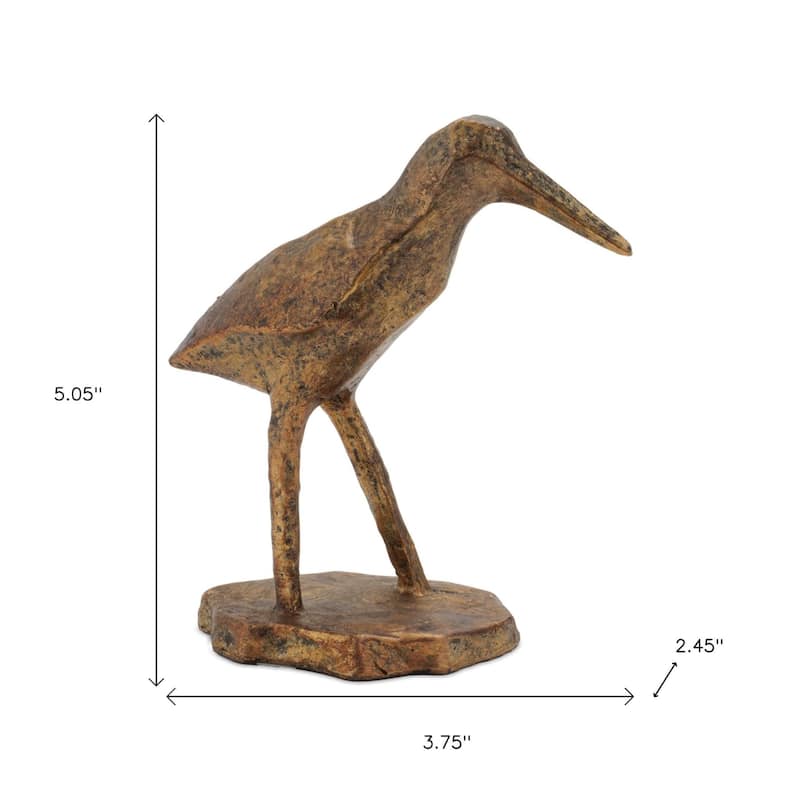 HomeRoots Set of Three Brown And Gold Polyresin Sandpiper Bird Figurines - 3.75 in. x 5.05 in. x 2.45 in.