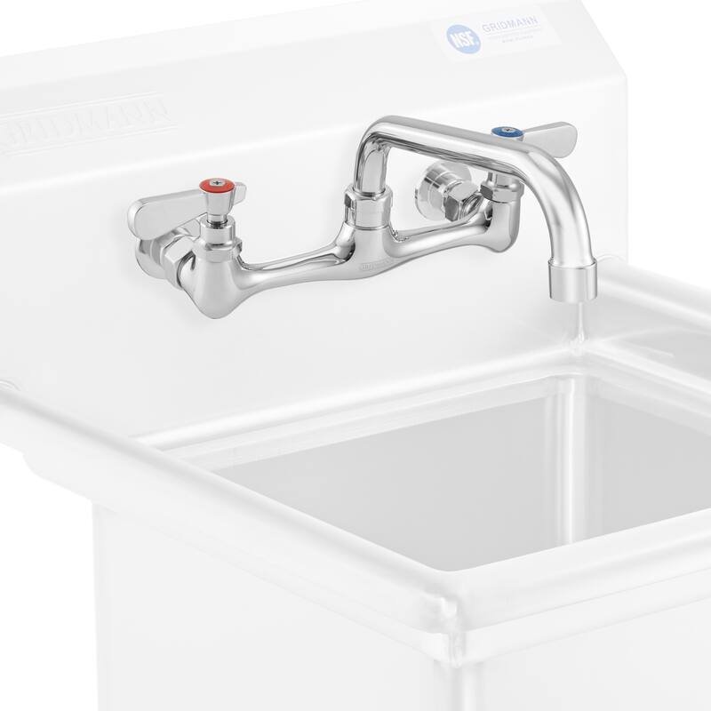 Commercial Wall Mount Sink Faucets 8in Center w Swivel Spouts NSF