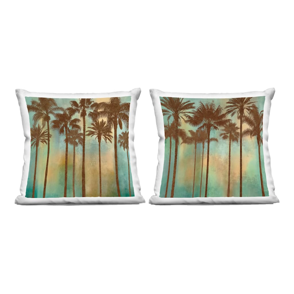 Stupell Palms on Blue & Orange Decorative Printed Throw Pillow Design by John Seba (Set of 2)