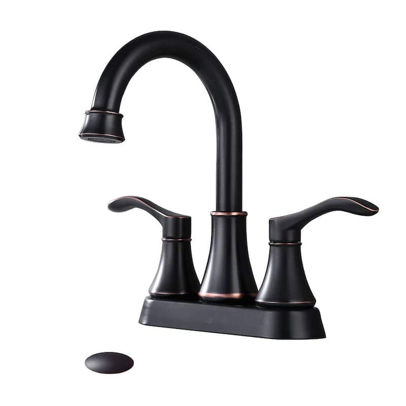 PROOX 4-inch Swivel Spout Centerset 3-hole Bathroom Faucet with Pop-up Drain - Oil Rubbed Bronze
