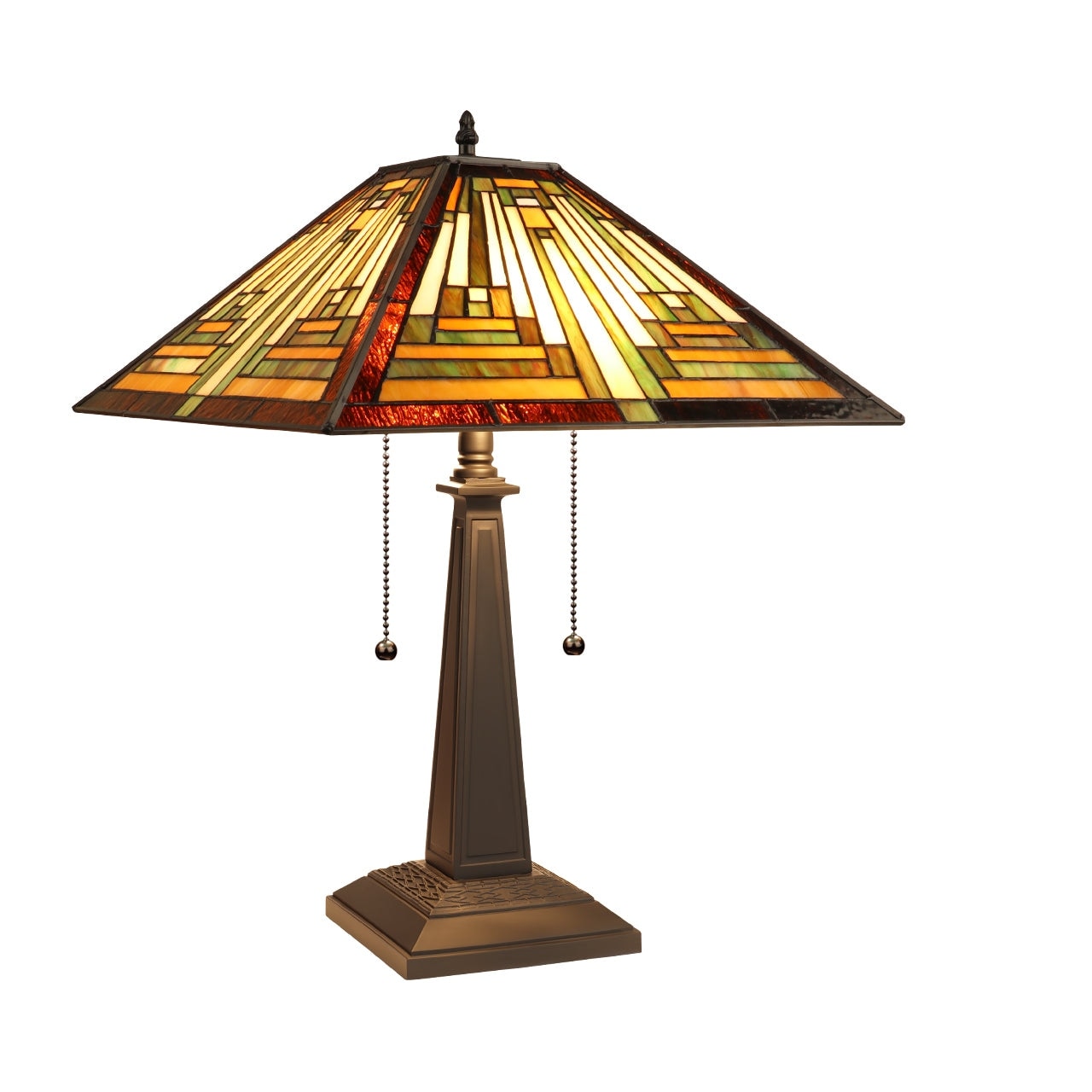 Mission Tiffany-Style 2-Light Blackish Bronze Table Lamp 16" Shade