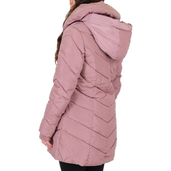 Steve Madden Women S Water Resistant Chevron Quilted Mid Length Puffer Coat Overstock 29779293