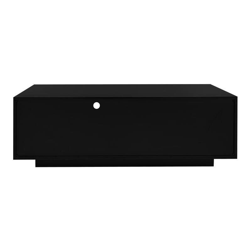 Black MDF Coffee Table with LED Lights, Cabinets and Drawer Storage - 47.2’’W x 23.6'' D x 15.7'' H