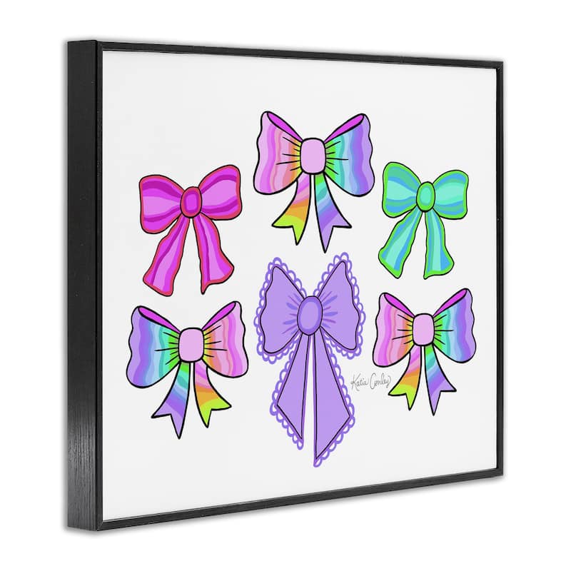 Stupell Playful Bowtastic Ribbons Framed Giclee Art Design By Katie Conley