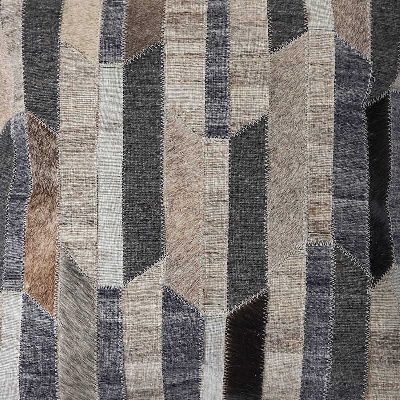 Handwoven Rustic Striped Faux Hide Square Throw Pillow - 20" - Gray and Beige