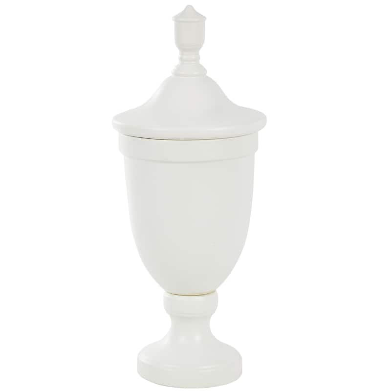 Ceramic Fluted Urn Shaped Living Room Decorative Jars with Lid - Black or White - Roche River Decor - White - 11"W, 28"H