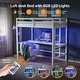 preview thumbnail 3 of 8, Wood Loft Bed with Desk Twin Size with RGB LED for Adults, 2 Charging Station