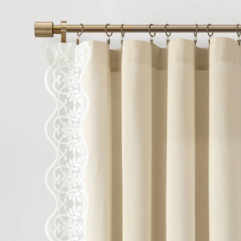 Lush Decor Scalloped Edge Lace Border Window Panel Single 52x84 - 84" x 52"