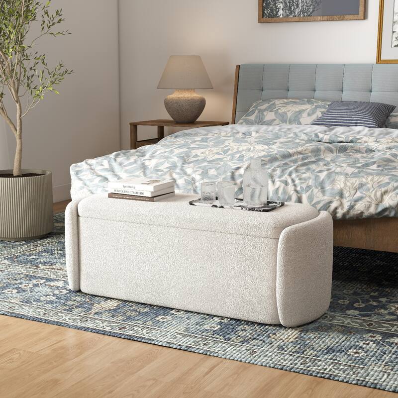 Bedroom Bench Storage Bench with Arms Ottoman entryway bench with storage End of Bed Bench, Entryway Bench - White
