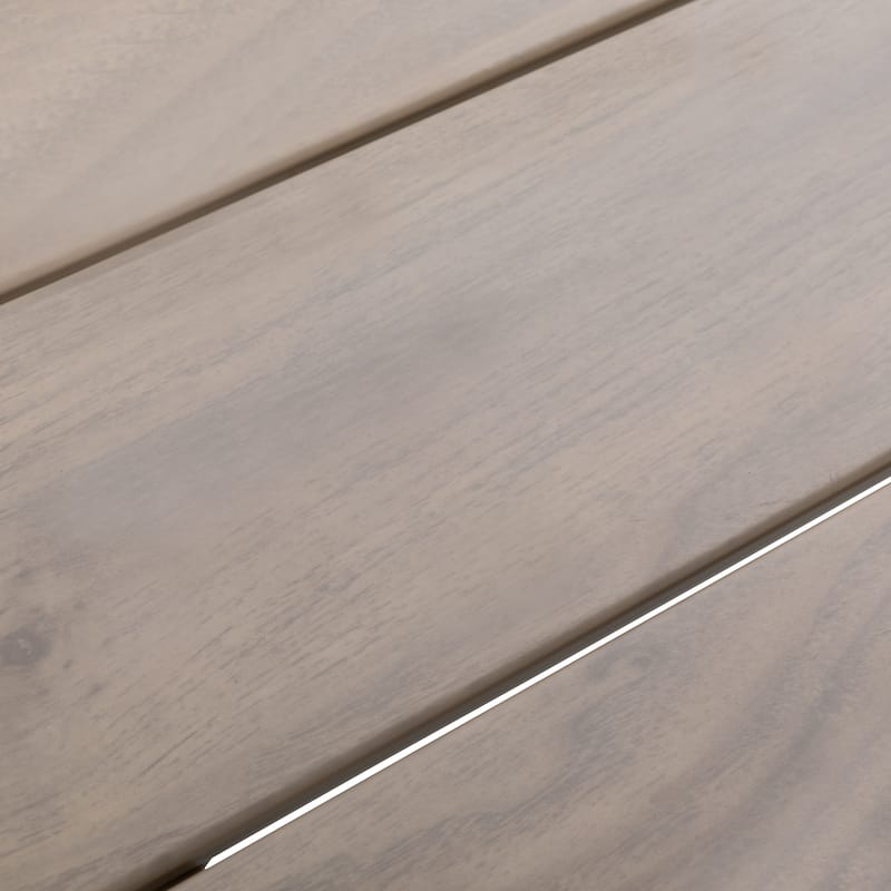 Patio Rectangle Dining Table with Umbrella Hole, Wood-Grain Tabletop