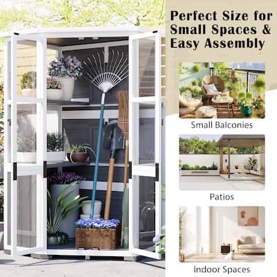 Garden Shed Storage Shed with Lockable Door and Adjustable Shelves, Weatherproof Asphalt Roof, Adjustable Foot Pads