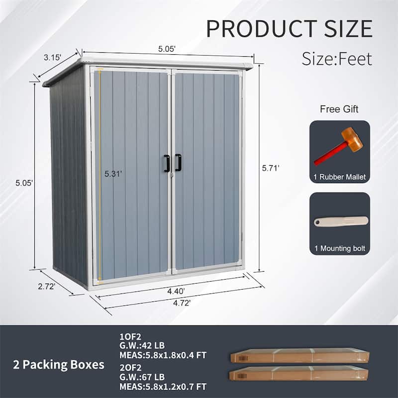 Outdoor Waterproof Plastic Storage Shed with Lockable Doors