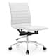 Set of 2 Modern Office Chairs, Upholstered PU Leather Ribbed Armless Mid Back with Metal Frame, Adjustable Height, Tilt