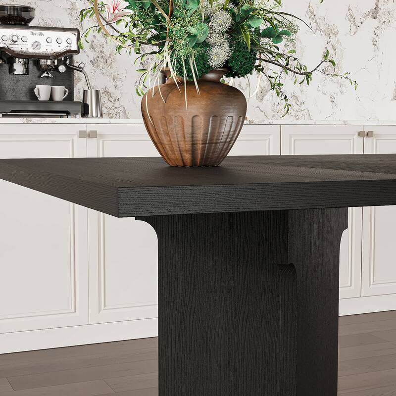 Rectangular Dining Table, Full Wood Grain Finish, Spacious Kitchen Table Working Desk