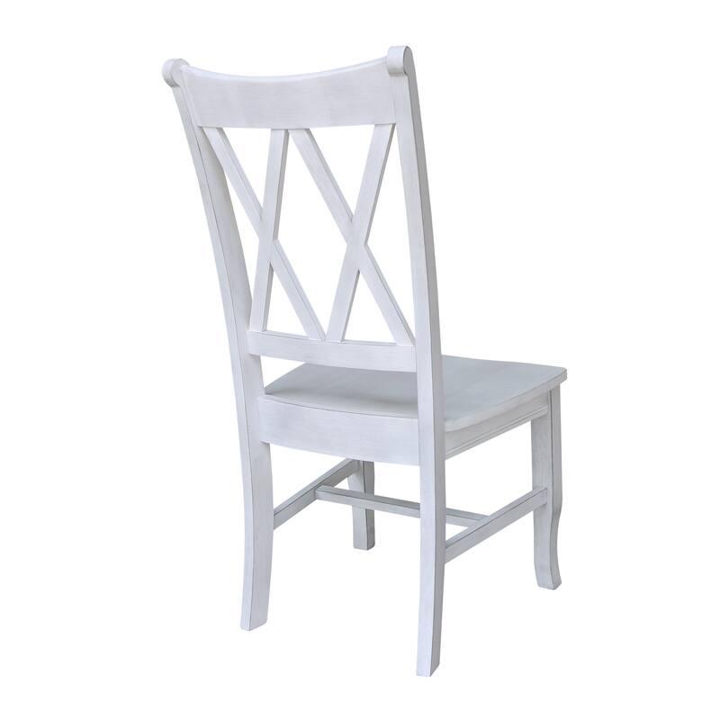 Double X-Back Solid Wood Chairs - Set of 2