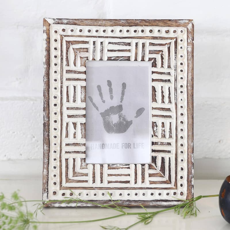 Novica Handmade Mughal Motifs Wood Photo Frame (4X6)