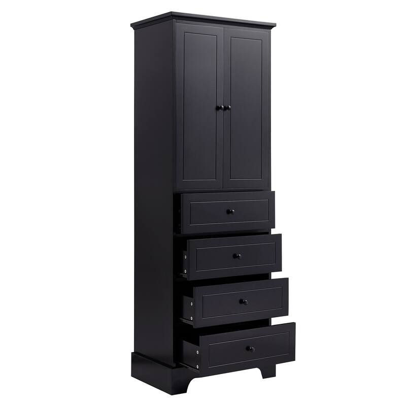 Classic Bathroom Storage Cabinet with 2 Doors & 4 Drawers — Elegant & Versatile