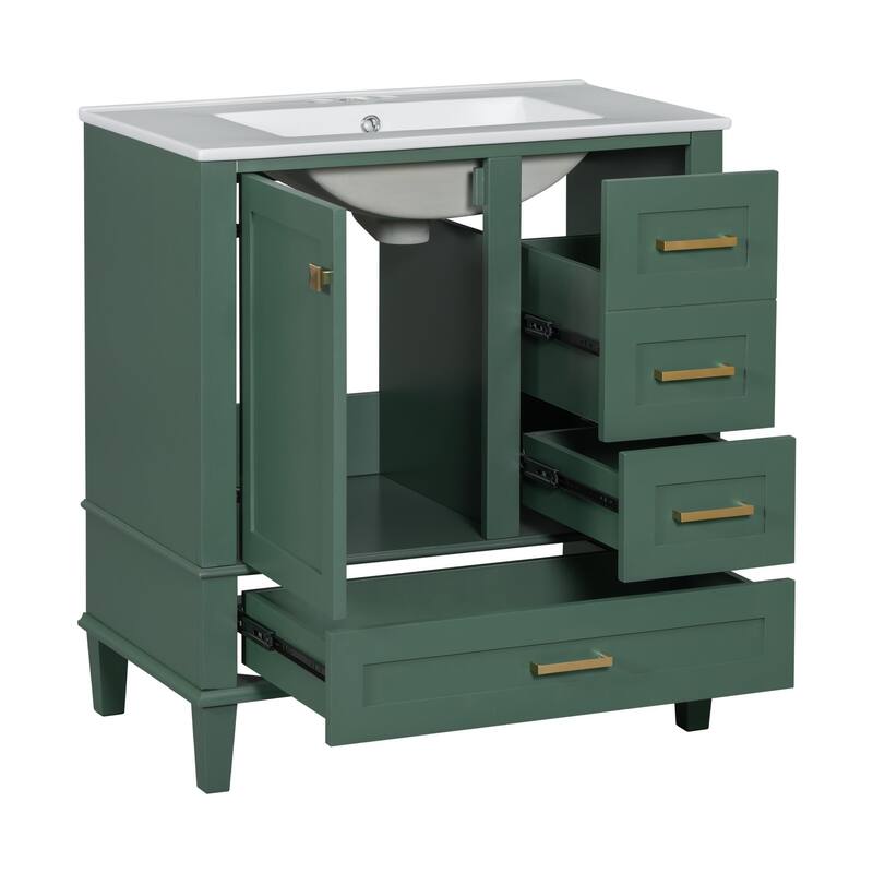 Modern 30" Bathroom Cabinet with Undermount Sink, Freestanding Design, and Ample Storage