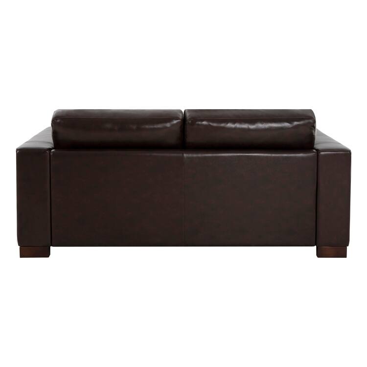 Genuine Leather Loveseat Sofa - Ultimate Comfort, Mid-Century Living Room Loveseat, Modern Small Couch with Sturdy Block Legs