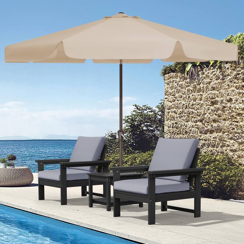 9ft Patio Market Umbrella with UV-Resistant and Sagging Edge Designed - Beige