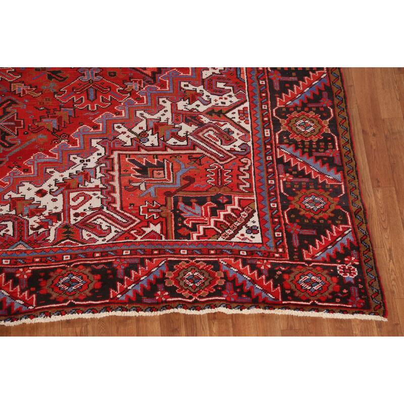 Hand Knotted Oriental 100% Wool Carpet Traditional Medallion Red Heriz Area Rug - 12' 1'' X 9' 9''
