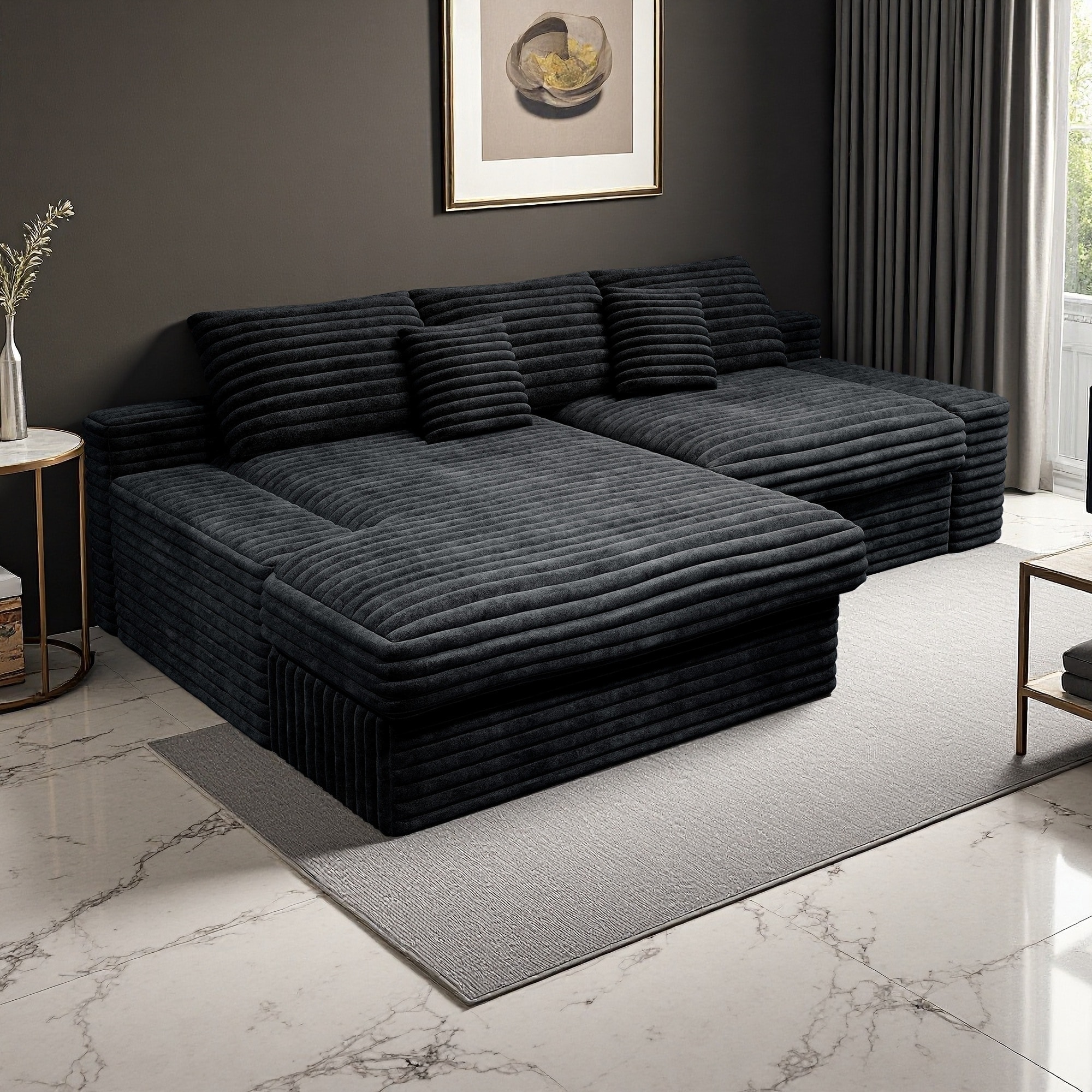 118.1" Corduroy Modular Sectional Sofa with 2-Piece Combination and No Assembly Required (4-Seater)